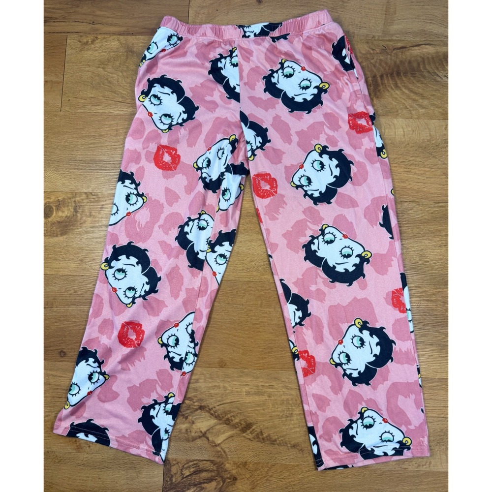 Betty Boop Pink Leopard Print Pajama Pants Lounge Sleepwear Women's M